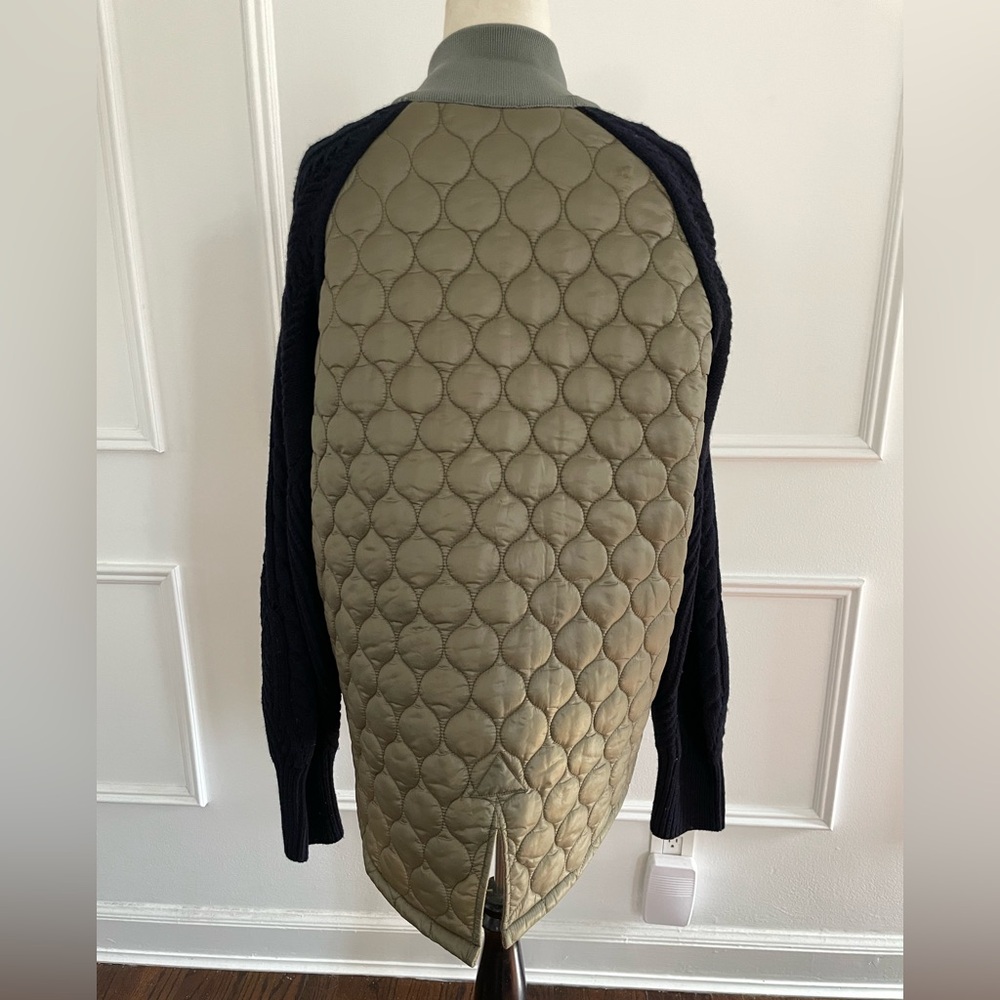VERONICA BEARD Marjeti Mixed-Media Quilted Bomber Jacket, Olive & Navy, XL - Picture 13 of 13